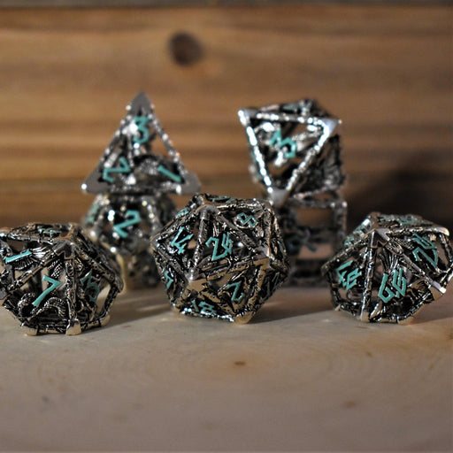 Legends of Valhalla - Silver and Blue Hollow Metal Dice Set - Premium hollow - Just $59.99! Shop now at Retro Gaming of Denver