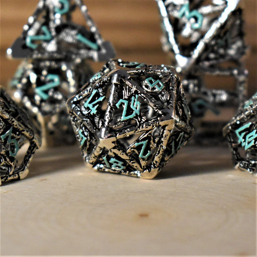Legends of Valhalla - Silver and Blue Hollow Metal Dice Set - Premium hollow - Just $59.99! Shop now at Retro Gaming of Denver