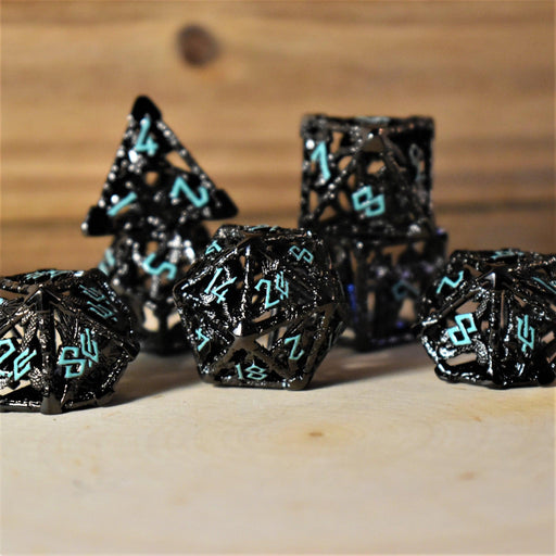 Legends of Valhalla - Black and Blue Hollow Metal Dice Set - Premium hollow - Just $59.99! Shop now at Retro Gaming of Denver