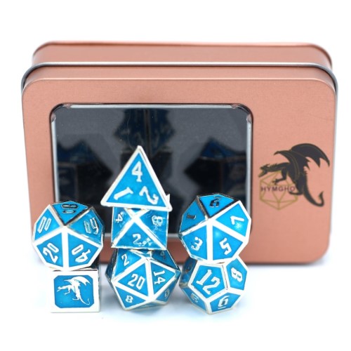 Draconis Solid Metal Polyhedral Dice set - Glow In the Dark Blue - Premium  - Just $39.99! Shop now at Retro Gaming of Denver