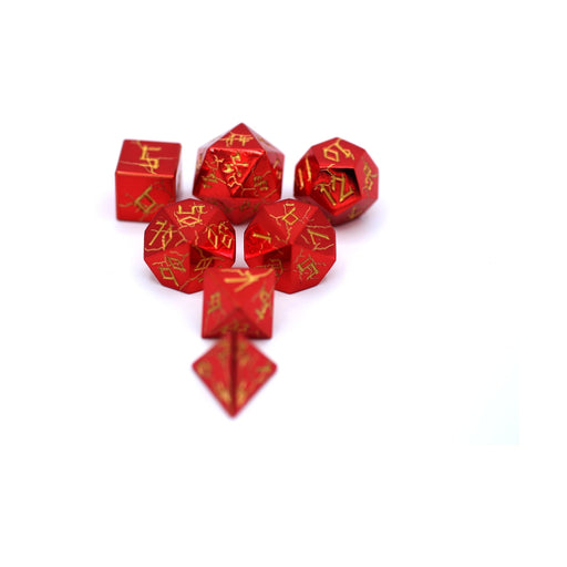 Barbarian Solid Metal Polyhedral Dice Set - Red Chrome with Gold - Premium  - Just $39.99! Shop now at Retro Gaming of Denver