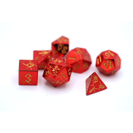 Barbarian Solid Metal Polyhedral Dice Set - Red Chrome with Gold - Premium  - Just $39.99! Shop now at Retro Gaming of Denver