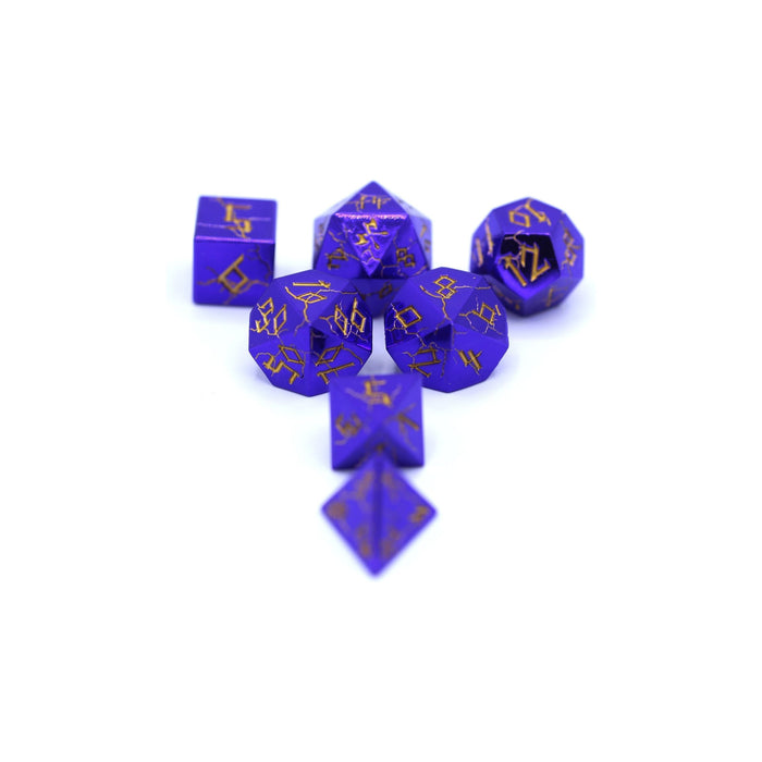 Barbarian Solid Metal Polyhedral Dice Set - Purple Chrome with Gold - Premium  - Just $39.99! Shop now at Retro Gaming of Denver