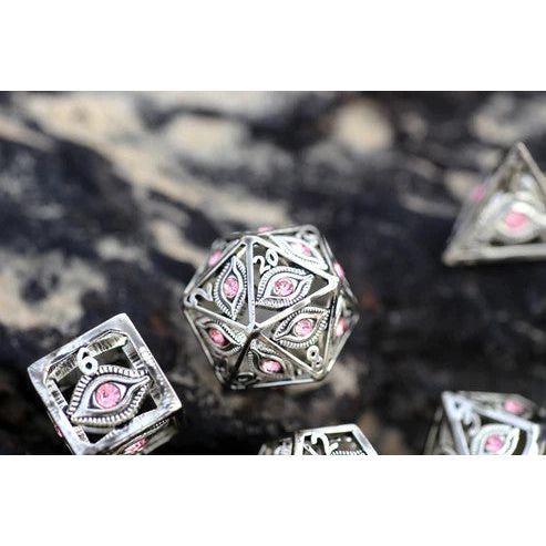 Dragon's Eye Hollow Metal Dice Set - Pink Gems - Premium Polyhedral Dice Set - Just $99.99! Shop now at Retro Gaming of Denver