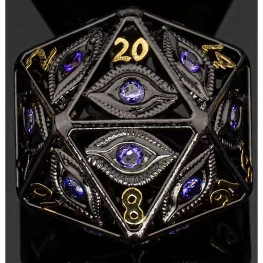 Dragon's Eye Hollow Metal Single D20 Dice - Purple Gems - Premium Polyhedral Dice Set - Just $29.99! Shop now at Retro Gaming of Denver