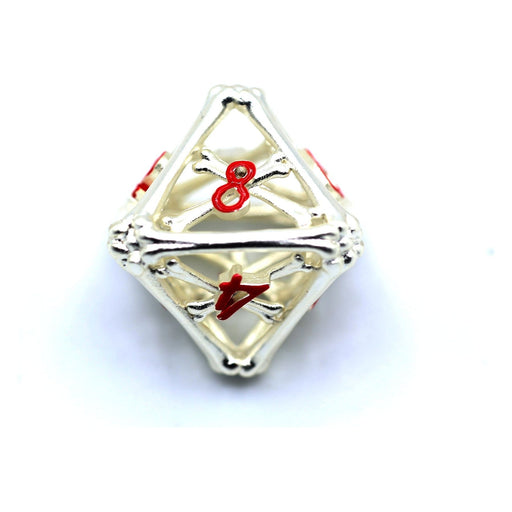 Death's Treasure Hollow Metal Polyhedral Dice Set - Matte Silver with Red - Premium Polyhedral Dice Set - Just $79.99! Shop now at Retro Gaming of Denver