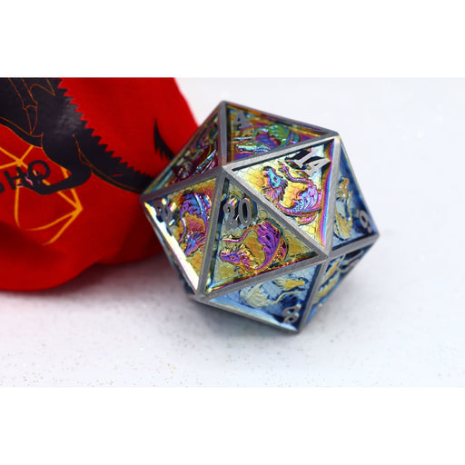 45mm Dragon D20 -Brushed Rainbow - Premium Single D20 - Just $39.99! Shop now at Retro Gaming of Denver