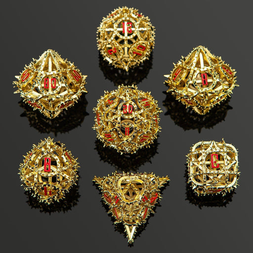 Demon Cage Hollow Dice Set - Gold - Premium Polyhedral Dice Set - Just $109.99! Shop now at Retro Gaming of Denver