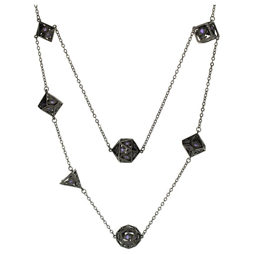 Dragon's Eye 7-die Necklace - Gunmetal with Purple Gems - Premium  - Just $64.99! Shop now at Retro Gaming of Denver