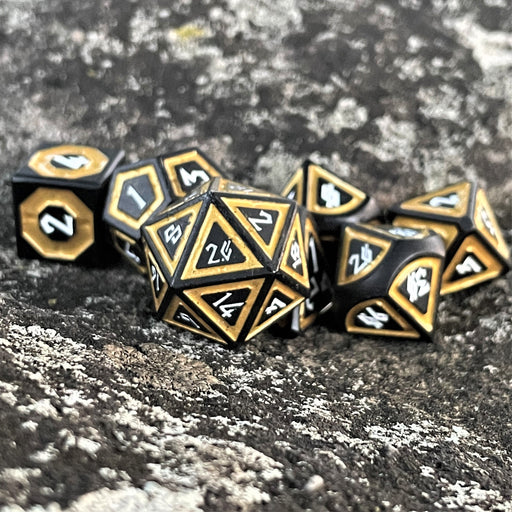 Cleric's Shadow Domain Black And Gold Metal Dice Set - Premium Metal - Just $39.99! Shop now at Retro Gaming of Denver