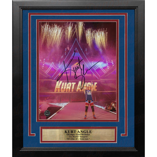 Kurt Angle Making His Entrance Autographed WWE Wrestling 8" x 10" Framed Photo - Premium Autographed Framed Wrestling Photos - Just $99.99! Shop now at Retro Gaming of Denver