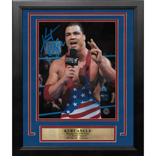Kurt Angle In-Ring Interview Autographed WWE Wrestling 8" x 10" Framed Photo - Premium Autographed Framed Wrestling Photos - Just $99.99! Shop now at Retro Gaming of Denver