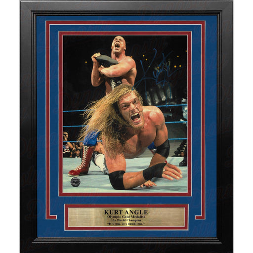 Kurt Angle Ankle Locks Edge Autographed WWE Wrestling 8" x 10" Framed Photo - Premium Autographed Framed Wrestling Photos - Just $99.99! Shop now at Retro Gaming of Denver