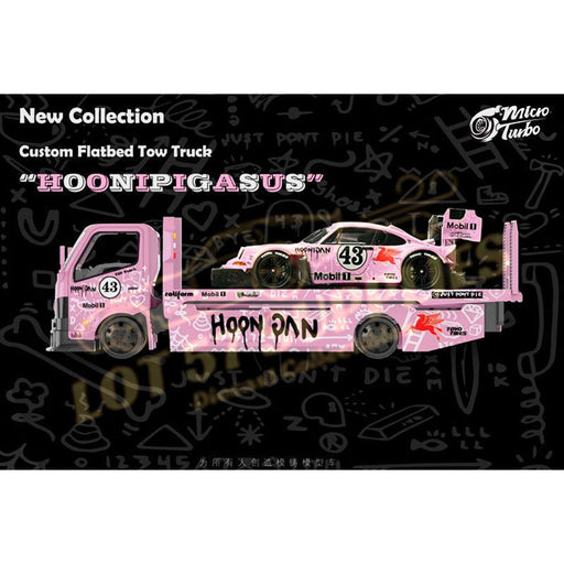 MicroTurbo HINO 300 Custom Flatbed Truck in Pink "Hoonipigasus" 1:64 *Pink Porsche NOT Included* - Premium HINO - Just $51.99! Shop now at Retro Gaming of Denver