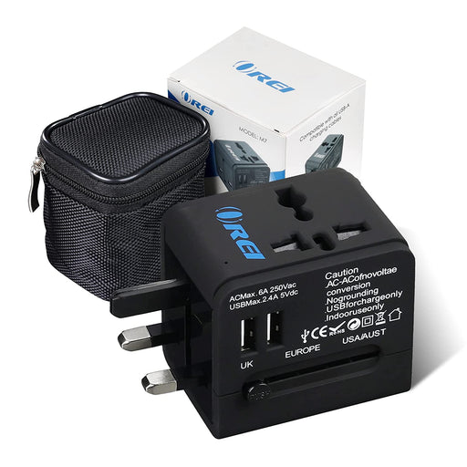Universal Travel Adapter with 2 USB Ports - International Travel Adapter for Cell Phones, Tablets, Camera (M7) - Premium Travel adapter - Just $10.30! Shop now at Retro Gaming of Denver
