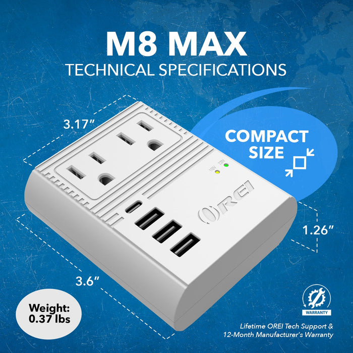 World Travel Adapter Plug International- All in One- 3 USB- Compact Design (M8 Max) - Premium Travel adapter - Just $39.99! Shop now at Retro Gaming of Denver