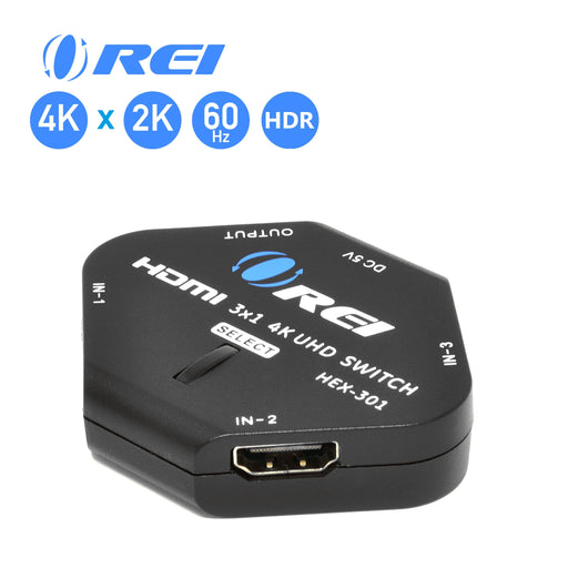 3x1 4K HDMI Switcher by Orei, 3-Port HDMI USB Powered Switch for Full 4K X 2K @ 60Hz HD 1080P & 3D Support HDCP 2.- Hex-301 - Ultra Compact - Premium Splitter - Just $14.99! Shop now at Retro Gaming of Denver