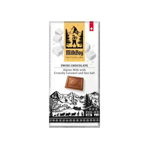 Milkboy Alpine Milk Chocolate With Crunchy Caramel And Sea Salt Bar (3.5oz)(Switzerland) - Premium  - Just $7.95! Shop now at Retro Gaming of Denver