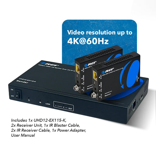4K Ultra HD 1x2 HDMI Extender Splitter Over CAT6/7 Up To 115 Ft -EDID (UHD12-EX115-K) - Premium Extender - Just $174.99! Shop now at Retro Gaming of Denver
