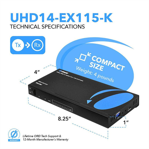 4K Ultra HD 1x4 HDMI Extender Splitter Over CAT6/7 Up to 115 Ft -EDID-Low Latency (UHD14-EX115-K) - Premium Extender - Just $309.99! Shop now at Retro Gaming of Denver