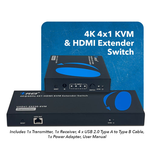 OREI 4K@60Hz 4X1 HDMI KVM Extender Switch Upto 230 Ft (UHD41-EX230-KVM) - Premium  - Just $190! Shop now at Retro Gaming of Denver