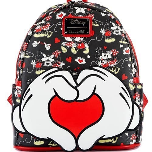 Loungefly Mickey Mouse and Minnie Mouse Heart Hands Mini-Backpack - Premium Backpacks - Just $75! Shop now at Retro Gaming of Denver