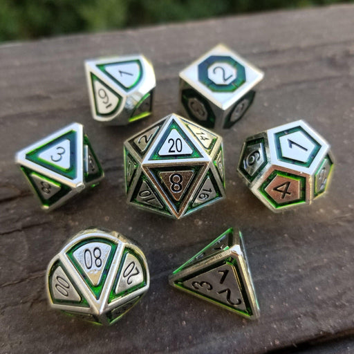 Cleric's Domain Green And Silver Metal Dice Set - Premium Metal - Just $39.99! Shop now at Retro Gaming of Denver
