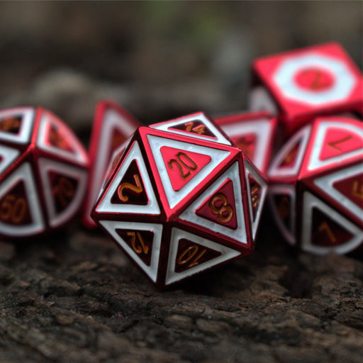Cleric's Domain Red And White Metal Dice Set - Premium Metal - Just $39.99! Shop now at Retro Gaming of Denver