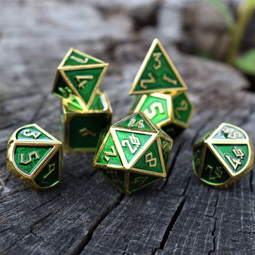 Elder Runes Emerald And Gold Metal Dice Set - Premium Metal - Just $39.99! Shop now at Retro Gaming of Denver