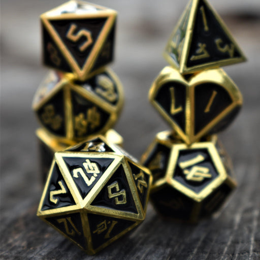 Elder Runes Gold And Shadow Metal Dice Set - Premium Metal - Just $39.99! Shop now at Retro Gaming of Denver