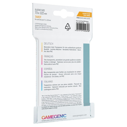 GameGenic PRIME Tarot-Sized Sleeves 73 x 122 mm - Orange - Premium Accessories - Just $3.99! Shop now at Retro Gaming of Denver