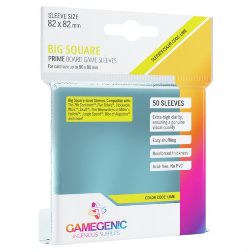 GameGenic PRIME Big Square-Sized Sleeves 82 x 82 mm - Lime - Premium Accessories - Just $3.49! Shop now at Retro Gaming of Denver
