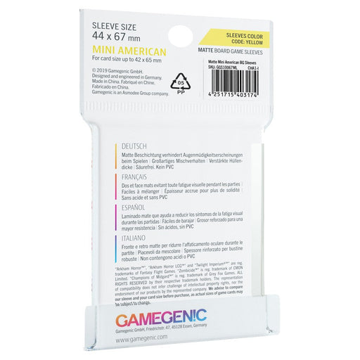 GameGenic MATTE Mini American-Sized Boardgame Sleeves 44 x 67 mm - Premium Accessories - Just $3.99! Shop now at Retro Gaming of Denver