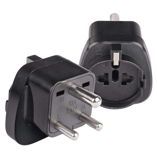 OREI European (Schuko) to India Plug Adapter - Convert European Type E/F Input to India Type D Three Prong Output Connection - Heavy Duty - Black Color (2 Pack) - Premium  - Just $2.99! Shop now at Retro Gaming of Denver