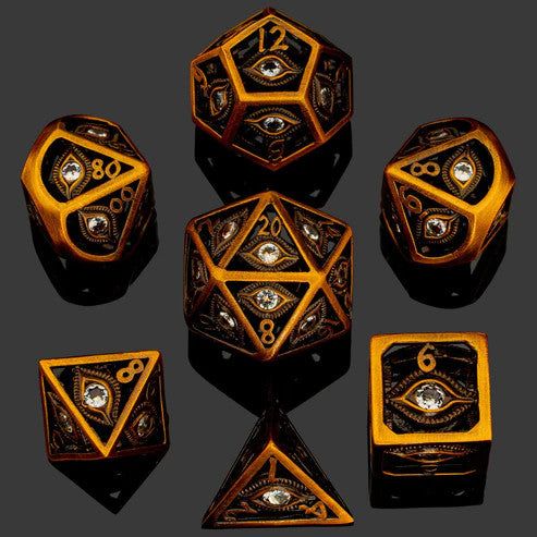 Dragon's Eye Hollow Metal Dice Set - White Gems - Premium Polyhedral Dice Set - Just $99.99! Shop now at Retro Gaming of Denver