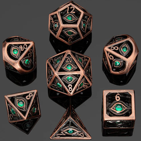 Dragon's Eye Hollow Metal Dice Set - Emerald Green Gems - Premium Polyhedral Dice Set - Just $99.99! Shop now at Retro Gaming of Denver