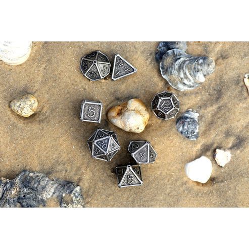 Bone Collector Solid Metal Dice Set - Ancient Silver - Premium Polyhedral Dice Set - Just $44.99! Shop now at Retro Gaming of Denver