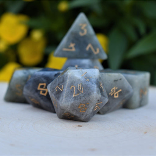 Labradorite "Moonstone" Stone Dice Set - Premium Stone/Glass - Just $89.99! Shop now at Retro Gaming of Denver