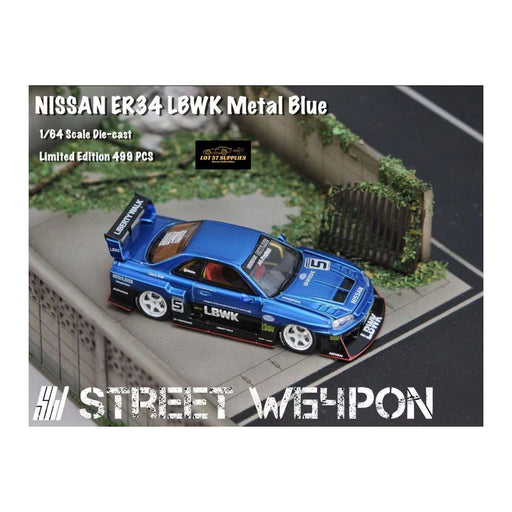 Street Weapon LBWK ER34 Nissan Skyline GT-R Metal Blue 1:64 Limited to 499 Pcs - Premium Nissan - Just $37.99! Shop now at Retro Gaming of Denver