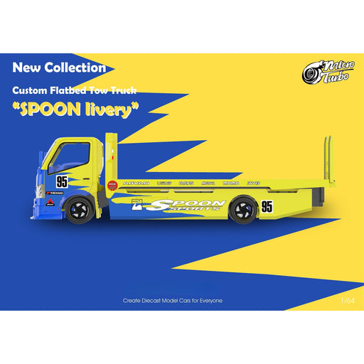 MicroTurbo HINO 300 Custom Flatbed Tow Truck Spoon Livery 1:64 - Premium HINO - Just $52.99! Shop now at Retro Gaming of Denver
