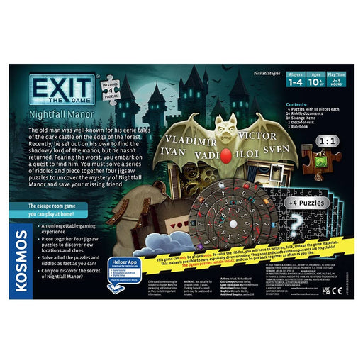 EXIT: Nightfall Manor (with Puzzle) - Premium Board Game - Just $27.95! Shop now at Retro Gaming of Denver