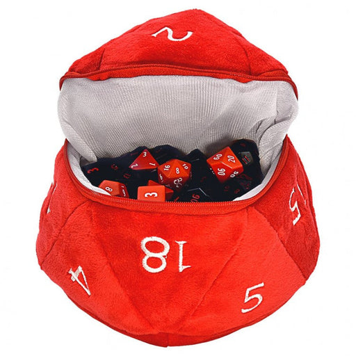 D20 Plush Dice Bag - D&D Red and White - Premium Accessories - Just $19.99! Shop now at Retro Gaming of Denver