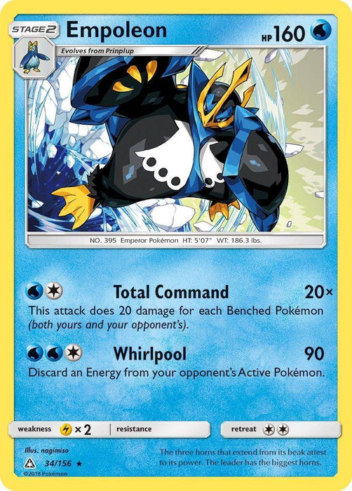 Empoleon (34/156) (Cracked Ice Holo) (Theme Deck Exclusive) [Sun & Moon: Ultra Prism] - for just $0.80! 