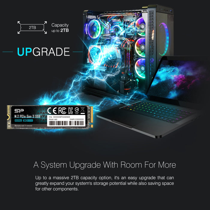 Silicon Power P34A60 128GB NVMe PCIe Gen3x4 M.2 2280 Internal Solid State Drive - for just $27.97! 