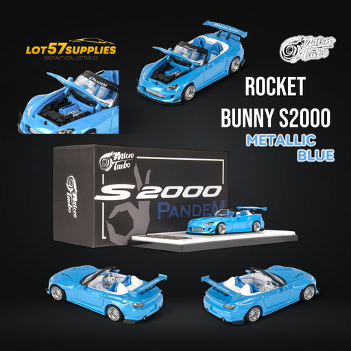 (Pre-Order) Microturbo S2000 Custom Rocket Bunny in Metallic Blue 1:64 - for just $44.99! 
