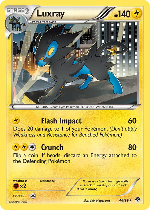 Luxray (46/99) (Cracked Ice Holo) (Blister Exclusive) [Black & White: Next Destinies] - Just $3.85! Shop now at Retro Gaming of Denver