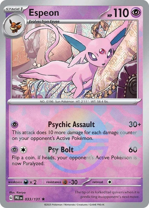 Espeon (033/131) (Poke Ball Pattern) [Scarlet & Violet: Prismatic Evolutions] - for just $0.60! 