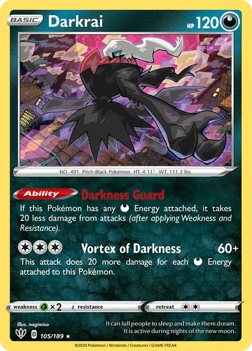 Darkrai (105/189) (Cosmos Holo) [Sword & Shield: Darkness Ablaze] - for just $0.65! 
