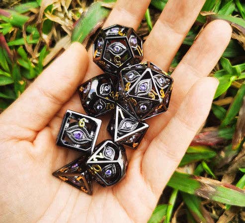 Dragon's Eye Hollow Metal Dice Set - Purple Gems - for just $99.99! 