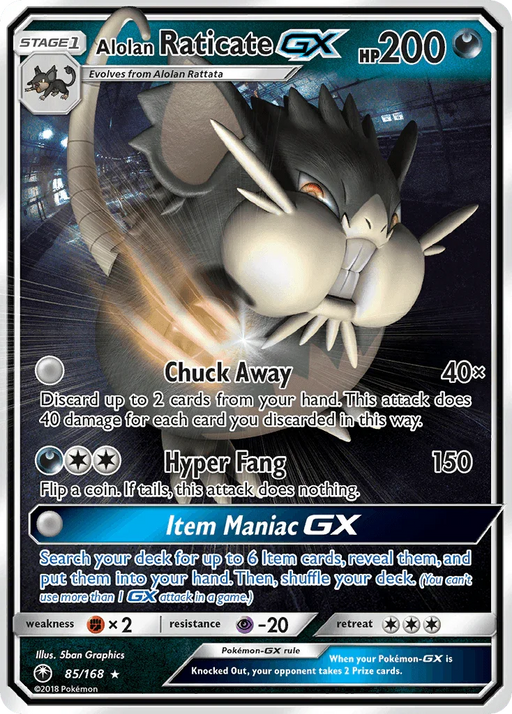 Alolan Raticate GX (85/168) [Sun & Moon: Celestial Storm] - for just $1.10! 